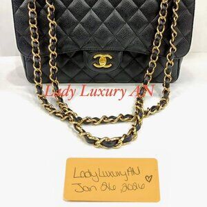 CHANEL Classic Jumbo Black Caviar GHW